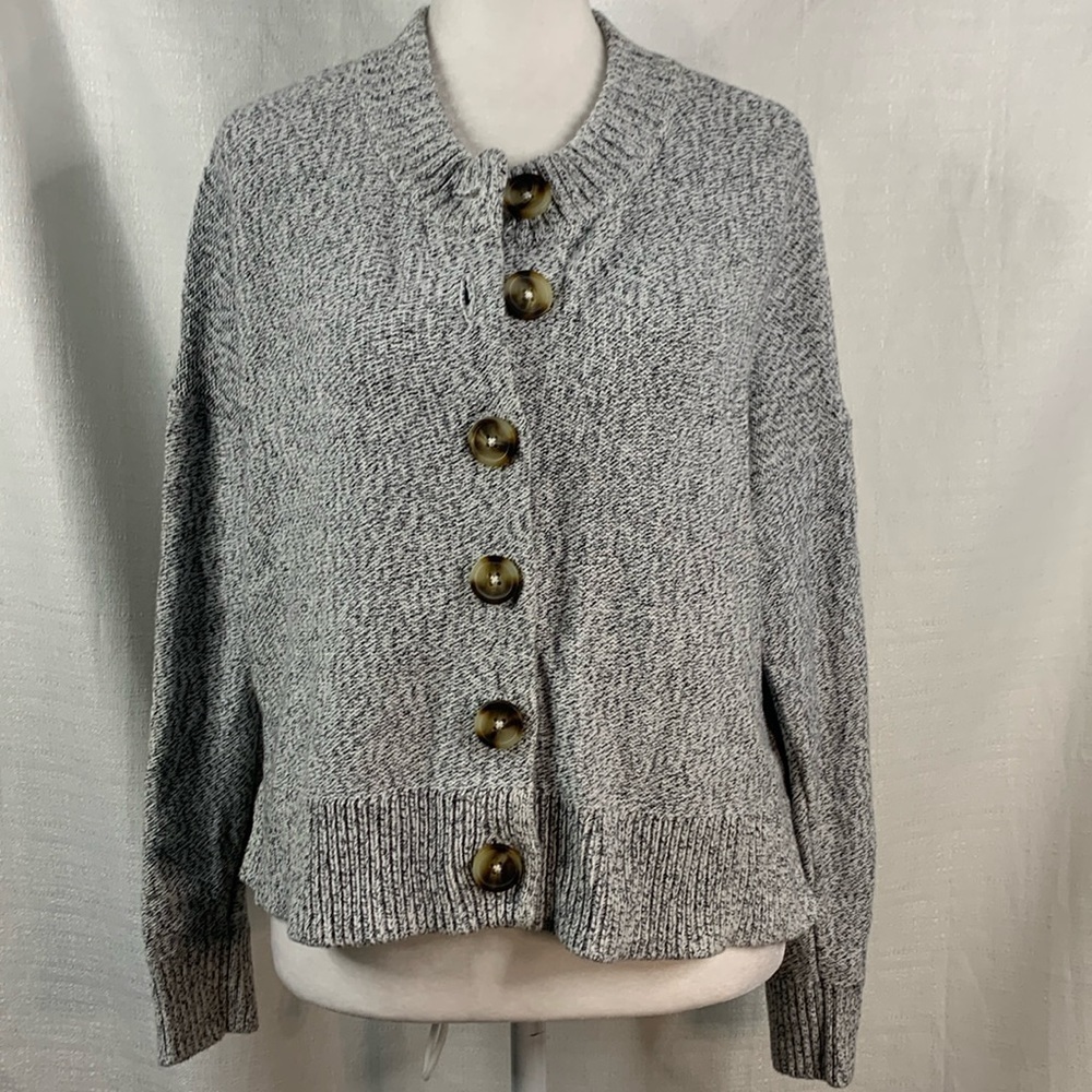 Madewell Black & White Speckled Clemence Cropped Cardigan- NWT - Picture 2 of 11